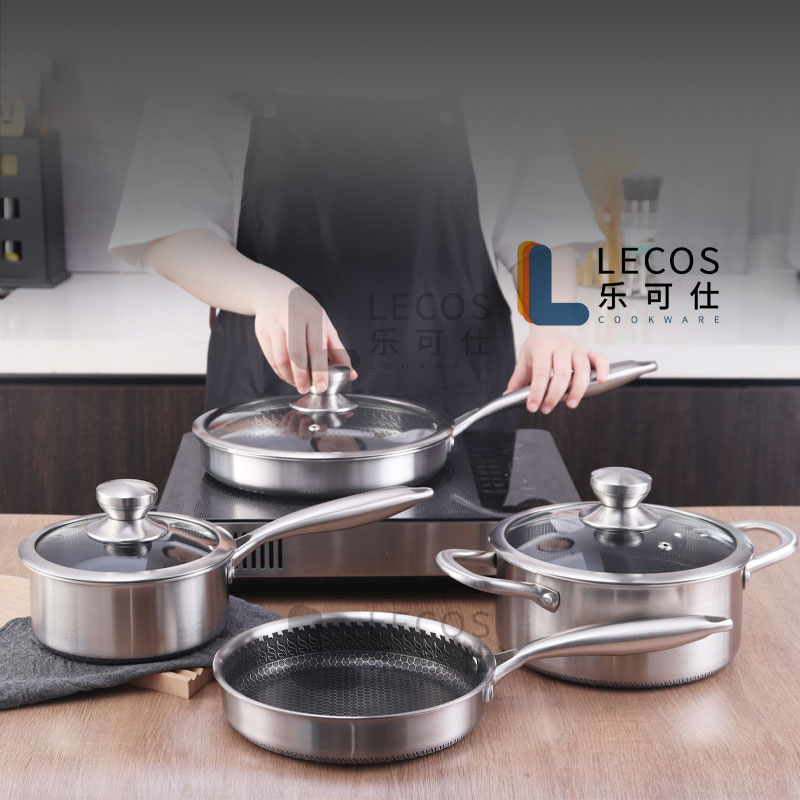 Factory High Quality Kitchen Induction Cooking Pot Non-stick Honneycomb Germany 7-Piece Stainless Steel Non Stick Cookware Set · image 1