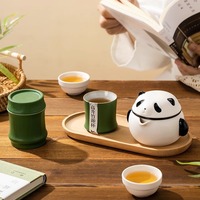Juego de té de viaje Panda de alta calidad, recuerdo, regalo de negocios portátil para exteriores, taza de té de cerámica, tetera Simple para el hogar