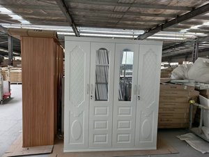 Armoire de rangement moderne pour la maison, 4 portes, design personnalisé, armoire à vêtements pour chambre à coucher, armoire en acier métallique avec miroir - Product Image 5