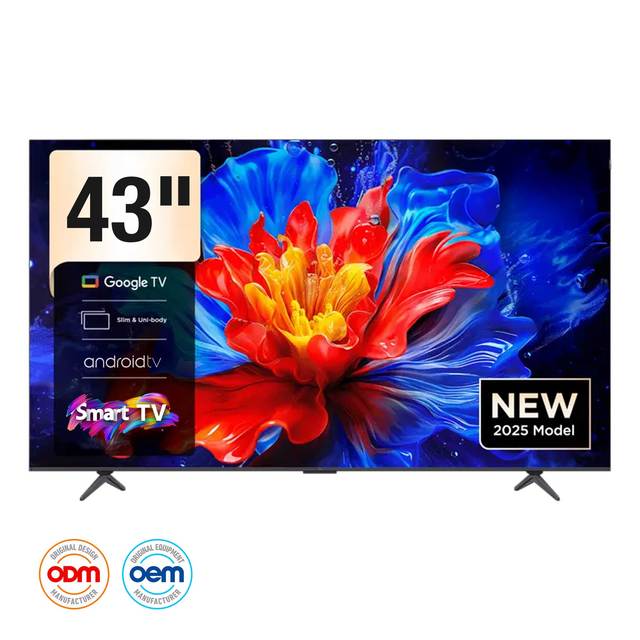 ODM 43 Inch Smart Android TV for Home Use Full HD LED Display Google Assistant Slim Bezel Miracast Retail Advertising