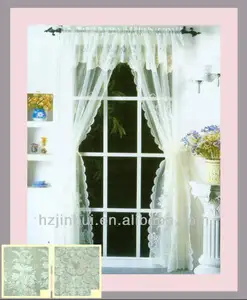 Cortinas transparentes de renda jacquard Swag Valance 110x213 cm com cortina dupla de 45 cm 100% poliéster tricotado 2 peças por conjunto