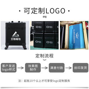 Valise de maquillage professionnelle à roulettes, couleur unie, avec rivets et couvercle verrouillable, petite poignée télescopique, sac de rangement pour outils d'artiste - Product Image 5