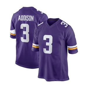 Jersey Sepak Bola Vikings 18 Justin Jefferson 14 Darnold NF L Berkualitas Tinggi Lengan Pendek Unisex Ukuran Besar untuk Dewasa - Product Image 5