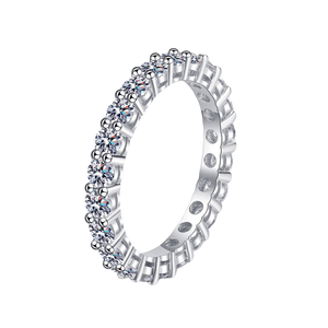 Anillos de Eternidad RunQi S925 de Plata de Ley con Baño de Rodio, Minimalistas, Deslumbrantes, con Corte Brillante, Moissanita, Engaste de Puntas, para Mujer - Product Image 1