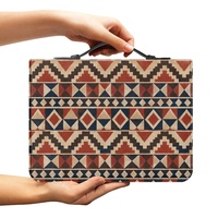 Housse de Bible personnalisée en cuir PU avec motif géométrique de l'île de Masi Tapa, avec fermeture éclair et poignée de transport
