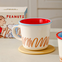 Ensemble de tasses à lait en céramique Snoopys Cartoon, tasse à café et à lait pour couple avec échelle graduée pour le bureau et la maison