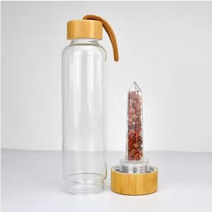 दादा जी हाइड्रो 550 मिली प्राकृतिक स्पष्ट क्वार्ट्ज बिंदु उपचार क्रिस्टल ऊर्जा इलीशिर ग्लास चाय मग बांस को कवर करता है न्यूनतम डिजाइन बीपा मुक्त - Product Image 2