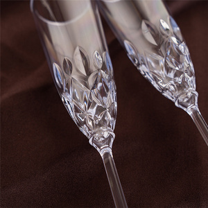 Fêtes fleur gravé vin rouge Cocktail mariage en vrac sans bpa cannelures en plastique flûtes <span class=keywords><strong>à</strong></span> <span class=keywords><strong>champagne</strong></span> jetables - Product Image 5