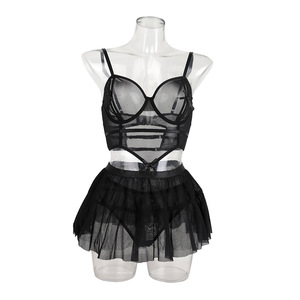 New Women's <b>Sexy</b> Underwear Fashion Mesh Comfortable Strap Underwear Short Skirt Gathering <b>Set</b> - Product Image 6