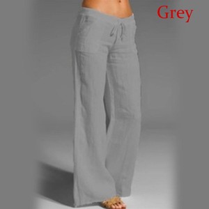 Enyami verano ver a través de protector solar transpirable vacaciones Simple algodón <span class=keywords><strong>Lino</strong></span> pantalones peso ligero cintura alta Casual mujeres Pantalones - Product Image 3