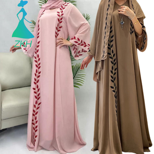 Vêtements ethniques, robe kaftan, robe musulmane modeste, <span class=keywords><strong>djellaba</strong></span> arabe longue avec capuche et fermeture à boutons - Product Image 1