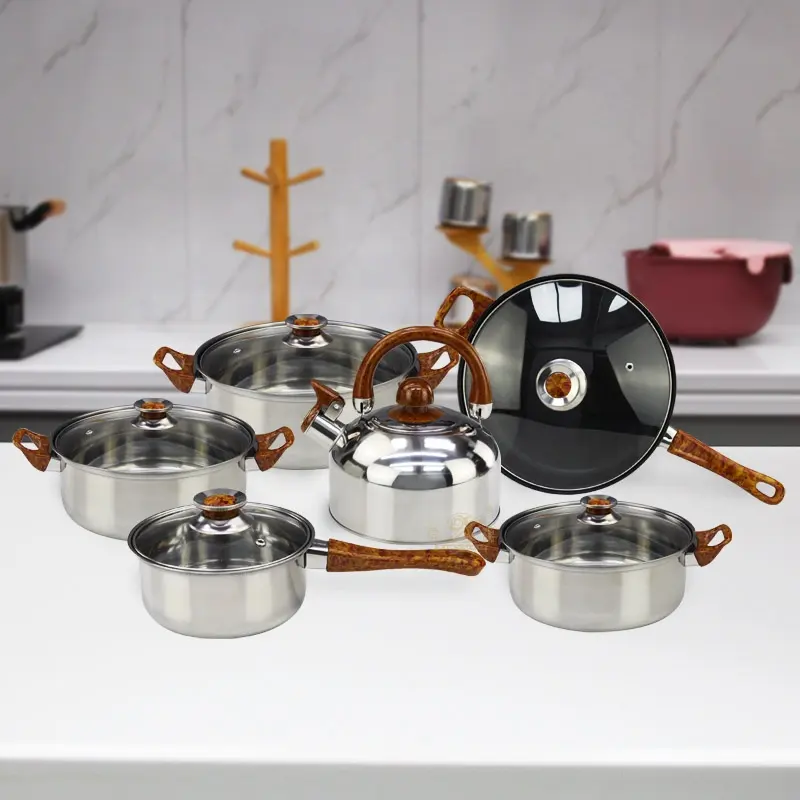 cookware set China manufacturer good price good quality kitchen cooking pot set stainless steel non stick cookware sets