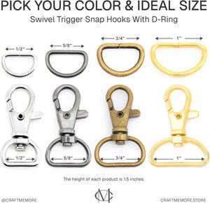 CRAFTMEMORE Ganchos giratorios de seguridad, cierres de langosta clásicos con anillas en D para correas de bolso, cordones y sets de artesanía en cuero CSD Inch An - Product Image 5