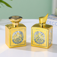 Flacon de parfum moderne de luxe 100 ml MK en verre rectangulaire doré électro-plaqué, écologique, avec pompe pulvérisateur et impression sérigraphique