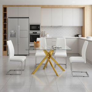 Ensemble de table à manger en verre en métal bon marché de vente chaude avec 4/6 chaises - Product Image 4