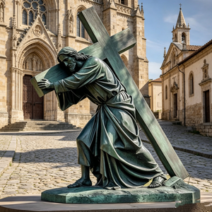 Statue de Jésus-Christ grandeur nature <span class=keywords><strong>en</strong></span> laiton, Simon de Cyrene aidant Jésus à porter la croix, sculpture <span class=keywords><strong>en</strong></span> bronze, statue de Jésus-Christ - Product Image 2