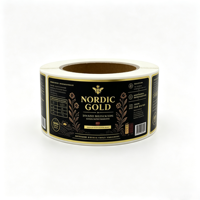 Étiquettes personnalisées en vinyle holographique doré imperméable pour pots de miel, rouleaux d'autocollants adhésifs de qualité alimentaire avec options d'impression personnalisées
