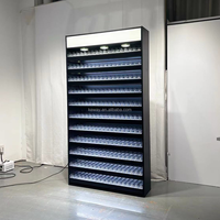 Vitrine à tabac LED personnalisée avec étagères en bois stratifié mat pour présentoir lumineux autoportant éco-responsable