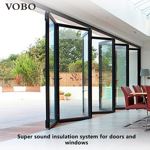 Porte coulissante sans cadre en alliage d'aluminium VOBO Avant <span class=keywords><strong>Garde</strong></span>, triple synchronisation, isolation thermique pour l'extérieur et les repas en plein air - Product Image 2