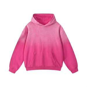 <b>Men</b> Regular Fit Hooded Sweatshirt Striped <b>Pink</b> Cotton Fleece Embroidered Casual Pullover with Pocket Autumn Wear - Product Image 5