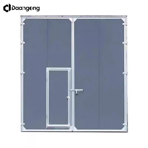 <span class=keywords><strong>Porte</strong></span> <span class=keywords><strong>coulissante</strong></span> métallique de style grange avec rail en acier pour cloisonnement d'entrepôt et enclos de machines - Product Image 5