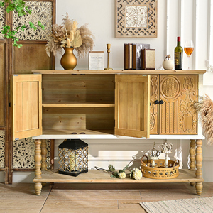 Buffet moderne en bois massif blanc avec étagère, meuble de rangement pour salle à manger, idéal pour la maison et l'hôtellerie - Product Image 2