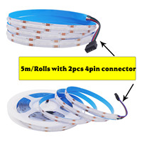 Bande LED COB RGB 4 broches DC12V/24V, intelligente, à changement de couleur, auto-adhésive, pour éclairage d'ambiance et décoration de salle de jeu