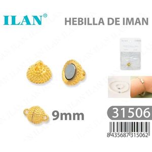 Cierre magnético Ilan de 9 mm chapado en oro para pulseras y collares - Product Image 1