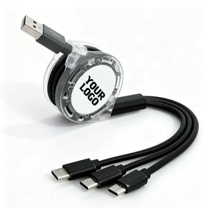 Ys316 Promotion Custom Logo <b>Usb</b> Charger Retractable Charging <b>Cable</b> <b>3</b> in 1 With C Option - Product Image 1