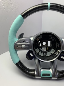 Volant de style <span class=keywords><strong>AMG</strong></span> 809 avec sélecteur de mode de conduite compatible avec Mercedes Benz G63 C63 E63 W205, en fibre de carbone et Alcantara, volant sport - Product Image 4