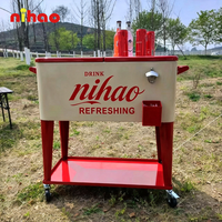 Troli Pendingin Minuman Mini Berinsulasi Logam Nihao 75L, Troli Ember Es Retro, Pesta, Troli Bar Dalam & Luar Ruangan Hotel, Logo Kustom