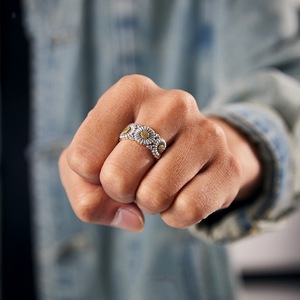 Bague marguerite rebelle Harajuku bijoux hip hop fleur en argent thaïlandais réglable manchette ouverte conception bijoux de mode - Product Image 3