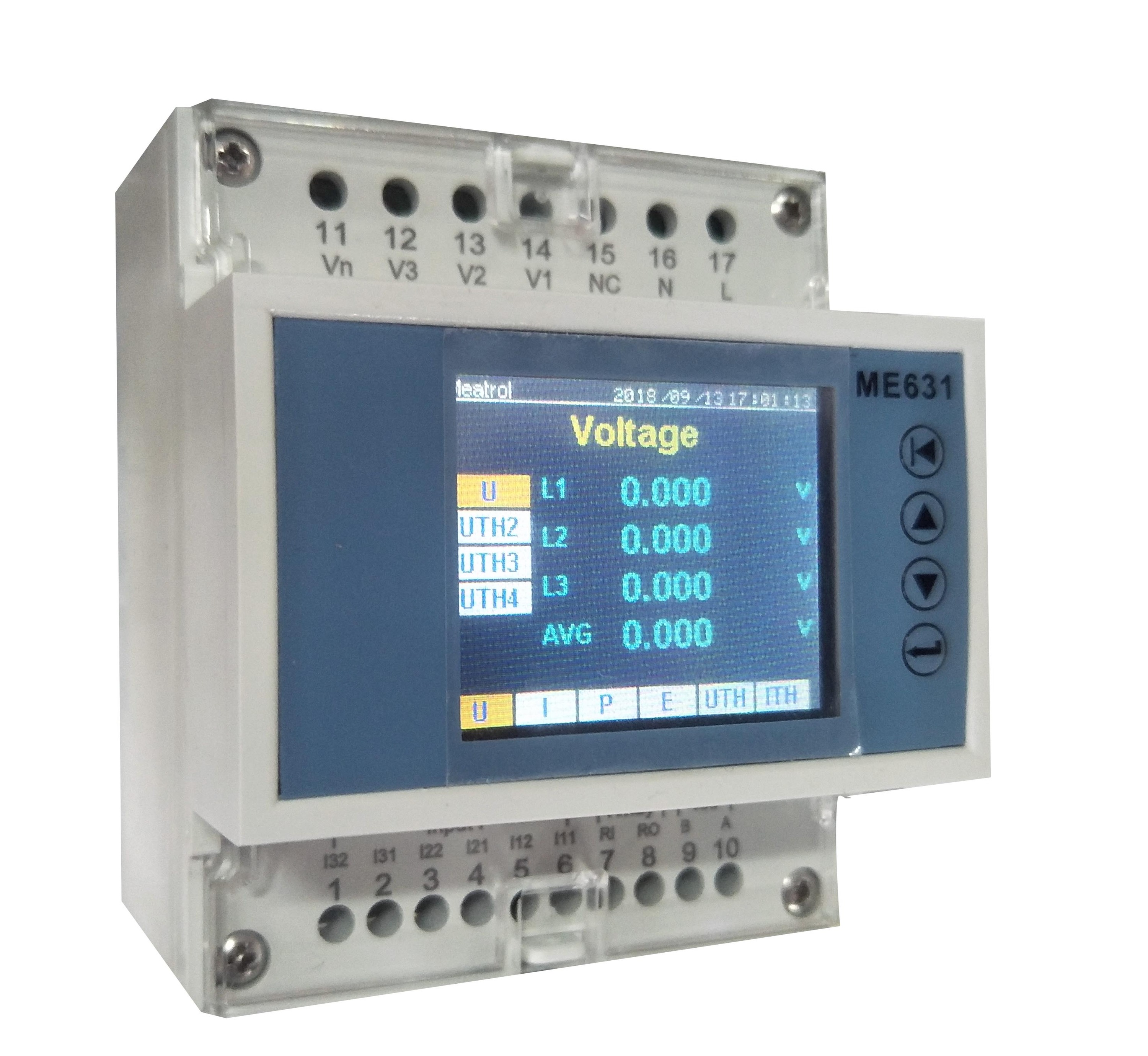 3000A Utility type watt meter Din rail Rogowski coil 333mV CT Three phase multi functional Smart meter