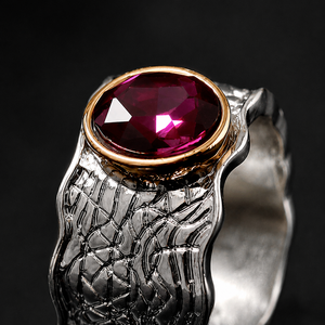 Anello Vintage con Ametista Bicolore a Onda per Donne, Gioiello di Moda Europeo e Americano - Product Image 5