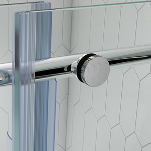 Porte de douche coulissante moderne en aluminium poli et verre trempé, fermeture douce, design droit, pour appartements et hôtels – Offre Spéciale - Product Image 5