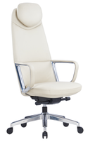 Chaise de direction ergonomique moderne en PU crème par Claudio Bellini avec dossier en forme de cocon breveté et accoudoirs en aluminium