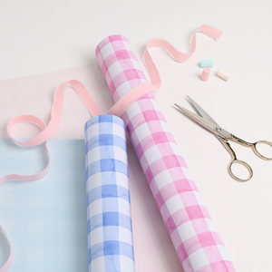 Classic Country Blue Checkered Wrapping <b>Paper</b> Eco Friendly Plaid Print For Baby Boy Shower Birthday Newborn Gift Packaging <b>Roll</b> - Product Image 4