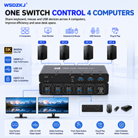 Hardrock Metal untuk 2.1 KVM Switch dengan Resolusi 8K60Hz untuk 4 Komputer 1 Monitor USB 3.0 Hub Remote Control FCC CE ROHS