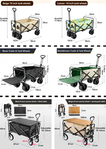 All-Terrain Camping Utility <strong>Cart</strong> Adjustable Handle Heavy-Duty Folding Wagons for <strong>Beach</strong> Garden Grocery Outdoor Adventures - Product Image 6