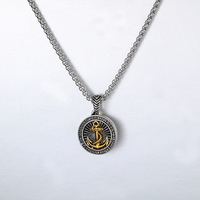 Colliers pendentifs en acier inoxydable de style hip-hop, viking, vintage, punk, boussole, ancre, navigation, bijoux de mode pour hommes et femmes, vente en gros