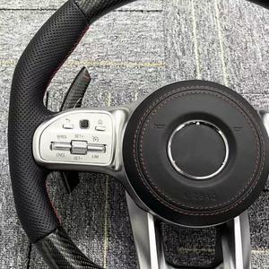 <span class=keywords><strong>Volant</strong></span> en cuir perforé sergé personnalisé en fibre de carbone pour Mercedes-Benz W205 W214 2015-2026 <span class=keywords><strong>CLA</strong></span> GLA <span class=keywords><strong>45</strong></span> C63 CLS63 E550 <span class=keywords><strong>AMG</strong></span> - Product Image 3