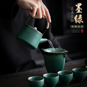 Service à thé Kung Fu complet, théière et tasses en poterie de style chinois, pour la maison, le bureau, ou comme cadeau d'affaires - Product Image 2