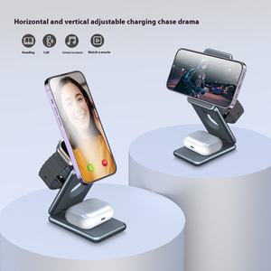 3 in 1 Foldable Magnetic Wireless <b>Charger</b> Multifunction Phone Charging Stand <b>Chargers</b> Wireless <b>Charger</b> - Product Image 3