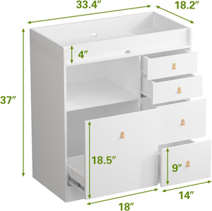 ASTM Certificate <b>White</b> Baby Dresser Changing Table Nursery Storage <b>Shelves</b> Drawers Diaper Station for Kids Bedroom - Product Image 3