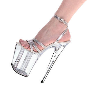 Stiletto <span class=keywords><strong>argento</strong></span> 20 cm Club banquet 8 pollici punta a spillo <span class=keywords><strong>tacchi</strong></span> alti <span class=keywords><strong>eleganti</strong></span> sandali con tacco alto da donna sandali con plateau - Product Image 1