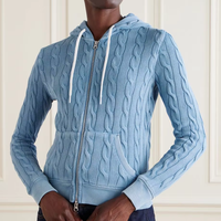 Sweat à capuche en tricot torsadé surdimensionné pour femmes à manches longues Cardigan zippé pull décontracté hiver cordon sweats Outwear