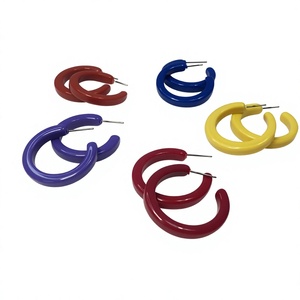 Boucles d'oreilles créoles fantaisie en résine ambrée colorée, géométriques, élégantes et luxueuses pour femme, bijoux pendantes abstraits en forme de cœur et de goutte d'eau - Product Image 6