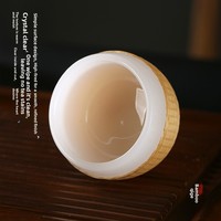 Tasse à thé en porcelaine tressée à la main en bambou, style chinois, avec incrustations de jade et glaçure, pour la dégustation du thé, Patrimoine culturel immatériel
