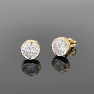 Best Quality Spanish Style Bezel Zirconia Fine <b>Stud</b> <b>Earrings</b> for Women Daily Wear Jewelry - Product Image 2
