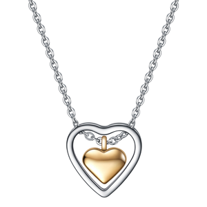 Collar con Colgante de Acero Inoxidable en Forma de Corazón con Corazón Interior Chapado en Oro, Joyería Romántica Unisex para Regalo - Product Image 1